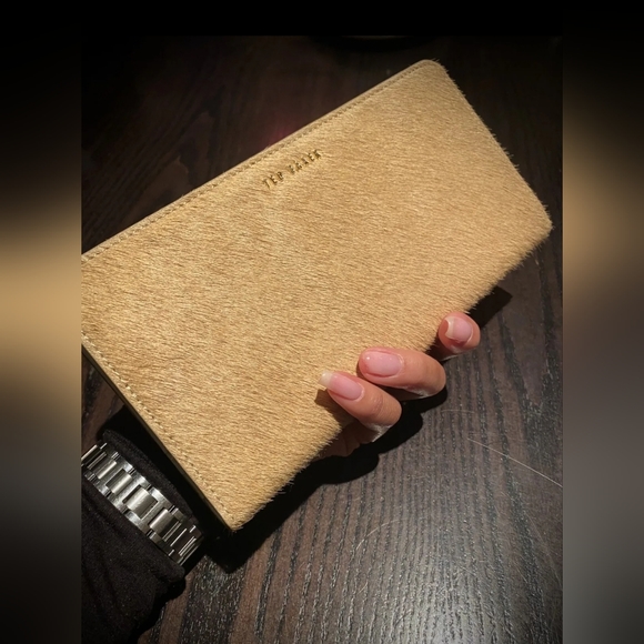 Ted Baker Handbags - Genuine Ted Baker Tan Exotic Cow Hide Leather Popper Matinee Cardholder/Purse